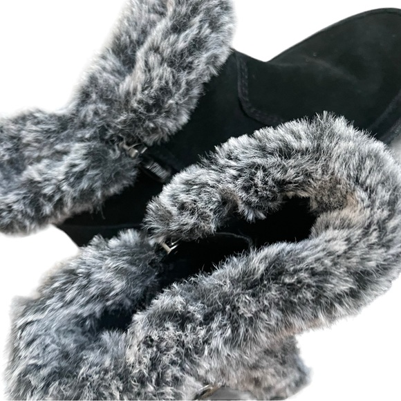 KHOMBU Iris Women's Boots Black Suede Water Repellent Plush Faux Fur Size 6 - Picture 3 of 11